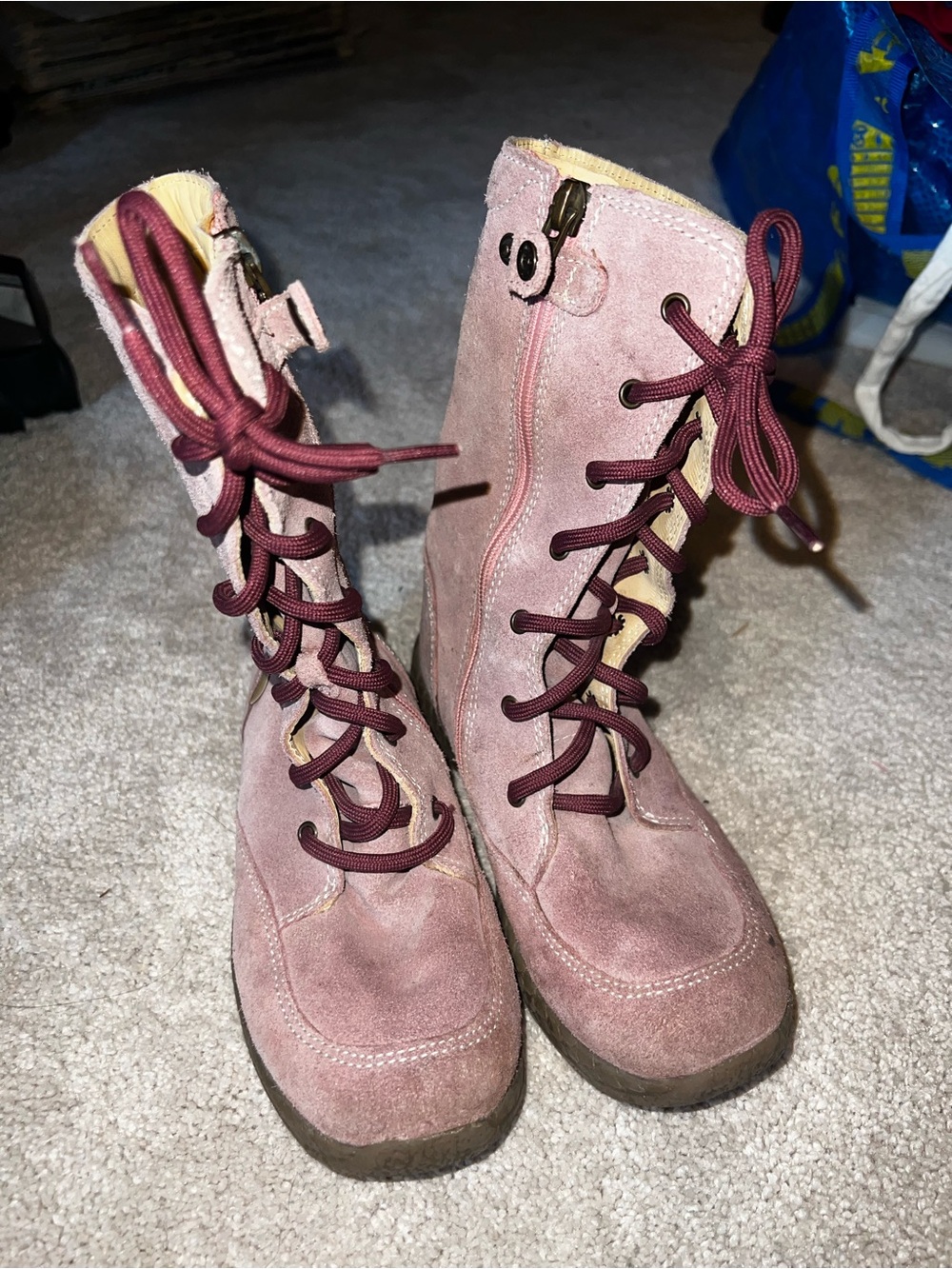 Primigi Dusty Rose Suede Lace-Up Boots